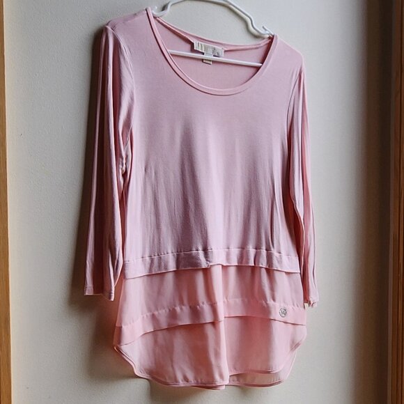 MICHAEL Michael Kors Pink Layered Scoop Neck Blouse Size Small - Picture 5 of 16